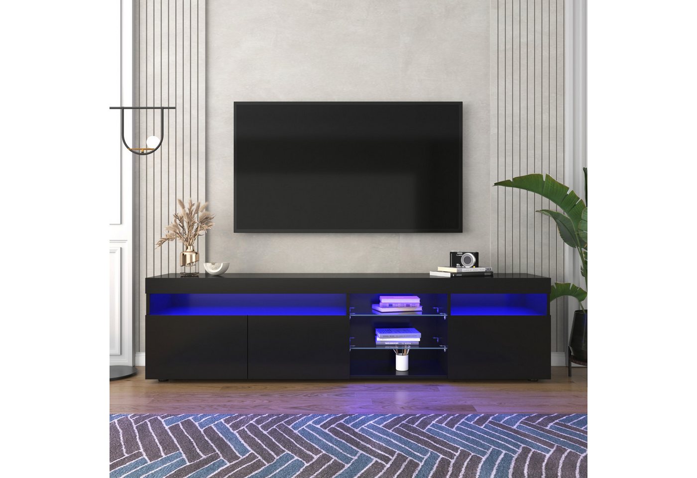 OKWISH TV-Schrank TV-Lowboard (Fernsehschrank TV-Tisch, Variable LED-Beleuc günstig online kaufen