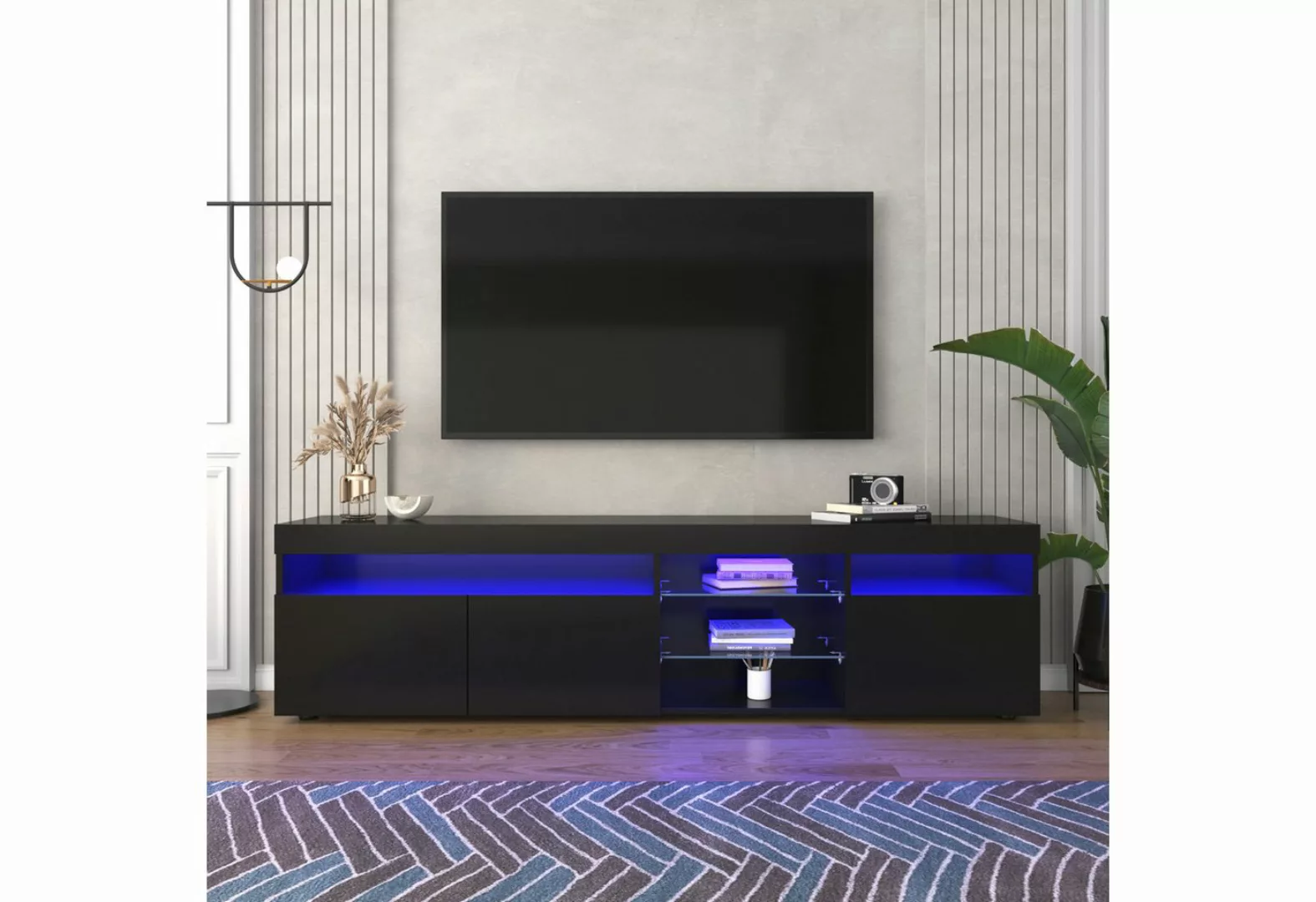 OKWISH TV-Schrank TV-Lowboard (Fernsehschrank TV-Tisch, Variable LED-Beleuc günstig online kaufen