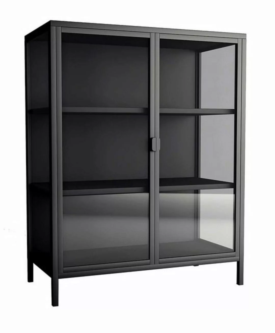 Vitrine CLASSIC, B 80 x H 102 cm, Schwarz matt, Metall, mit 2 Glastüren und günstig online kaufen