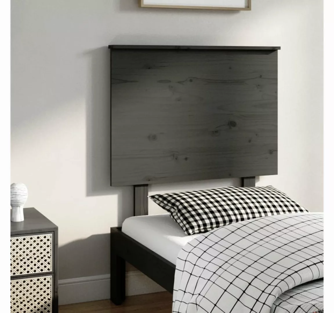 vidaXL Bett, Kopfteil Grau 79x6x82,5 cm Massivholz Kiefer günstig online kaufen