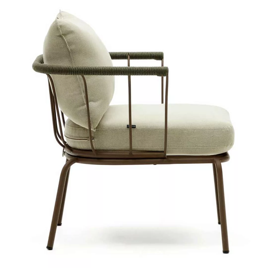 In- und Outdoor Sessel mit Untergestell aus Metall Braun (2er Set) günstig online kaufen