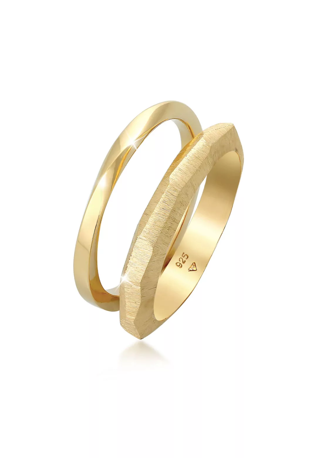 Elli Premium Ring-Set "Bandring Basic Gedreht Struktur (2 tlg) 925 Silber" günstig online kaufen