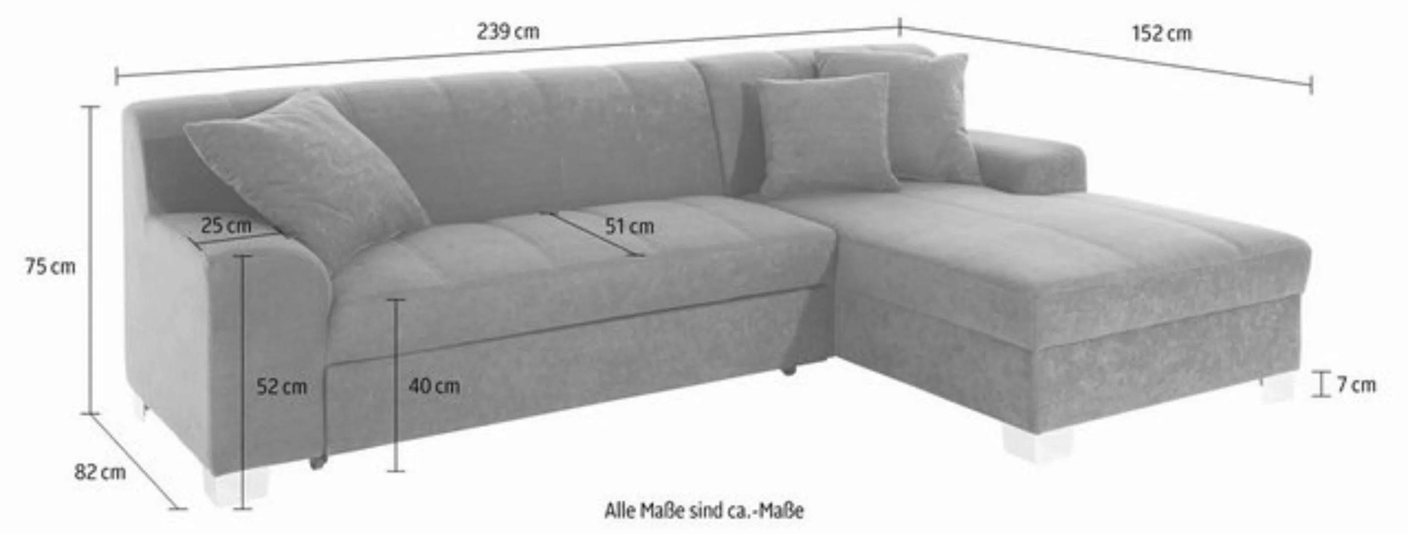 INOSIGN Ecksofa "Turah incl. Zierkissen, moderne Steppung, auch in Leder" günstig online kaufen