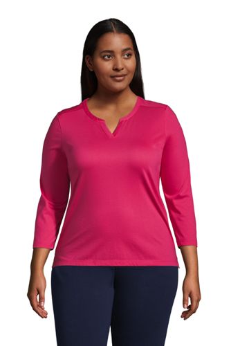 Supima-Shirt mit Tunika-Ausschnitt in großen Größen, Damen, Größe: 48-50 Pl günstig online kaufen