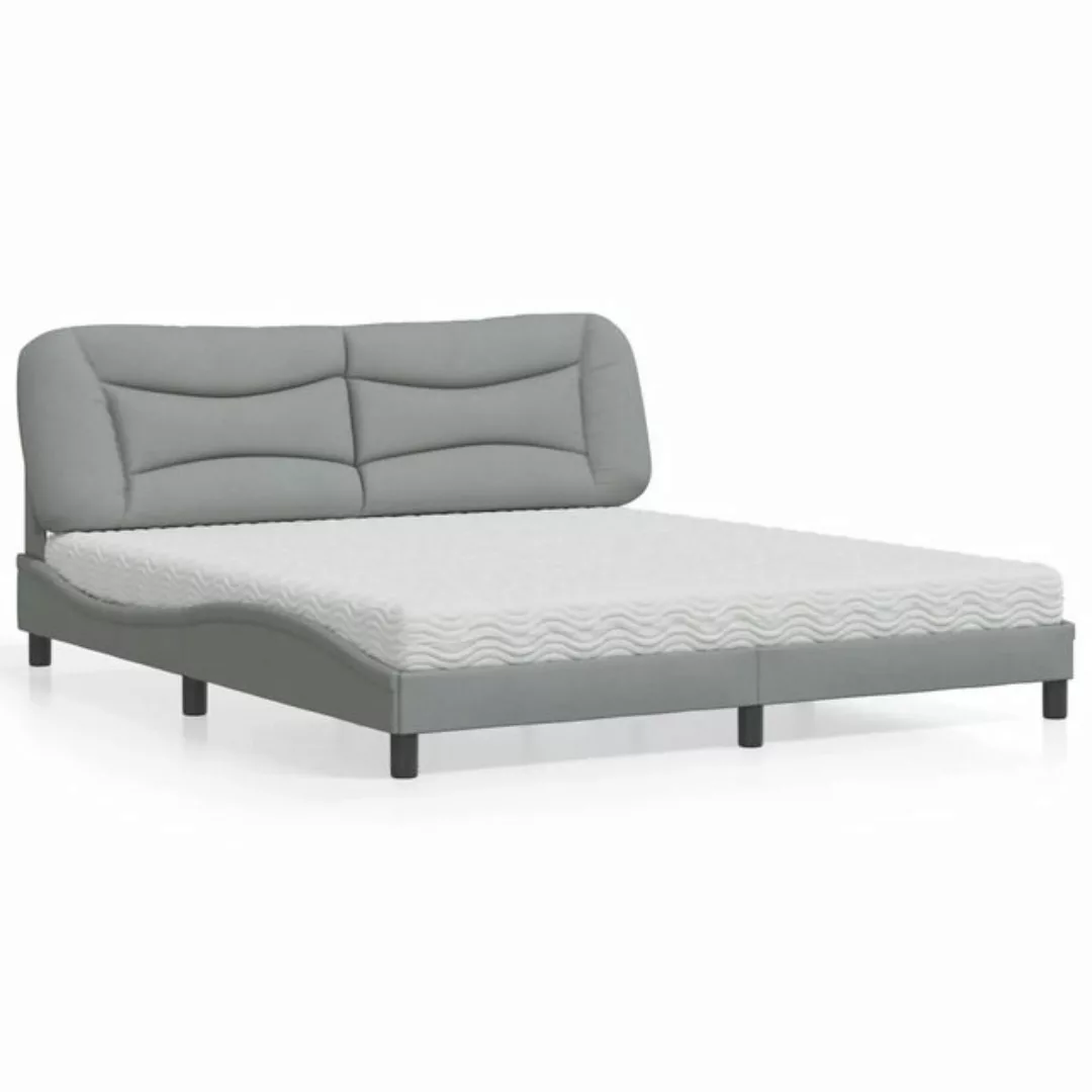 vidaXL Bett mit Matratze Hellgrau 180x200 cm Stoff Modell 12007404 günstig online kaufen