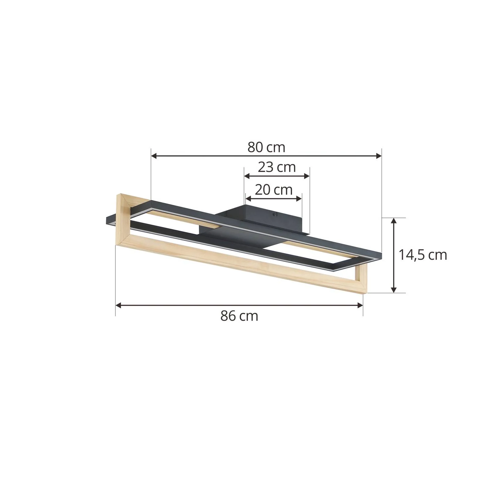 Lindby LED-Deckenleuchte Holamu, 80 cm, Holz günstig online kaufen