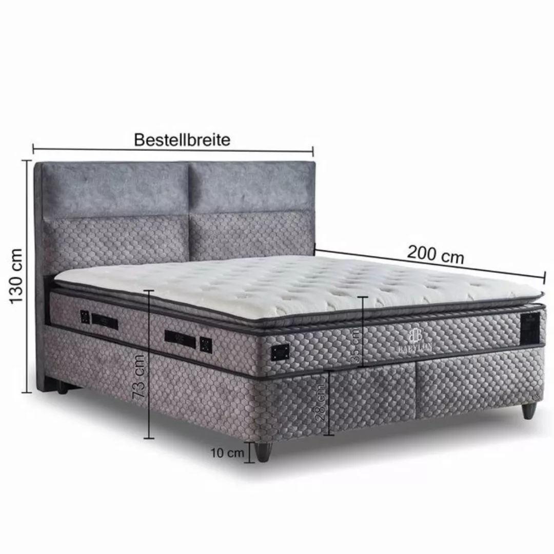 abc bedding Boxspringbett BABYLON Voll-orthopädisches Luxusbett mit Alcanta günstig online kaufen