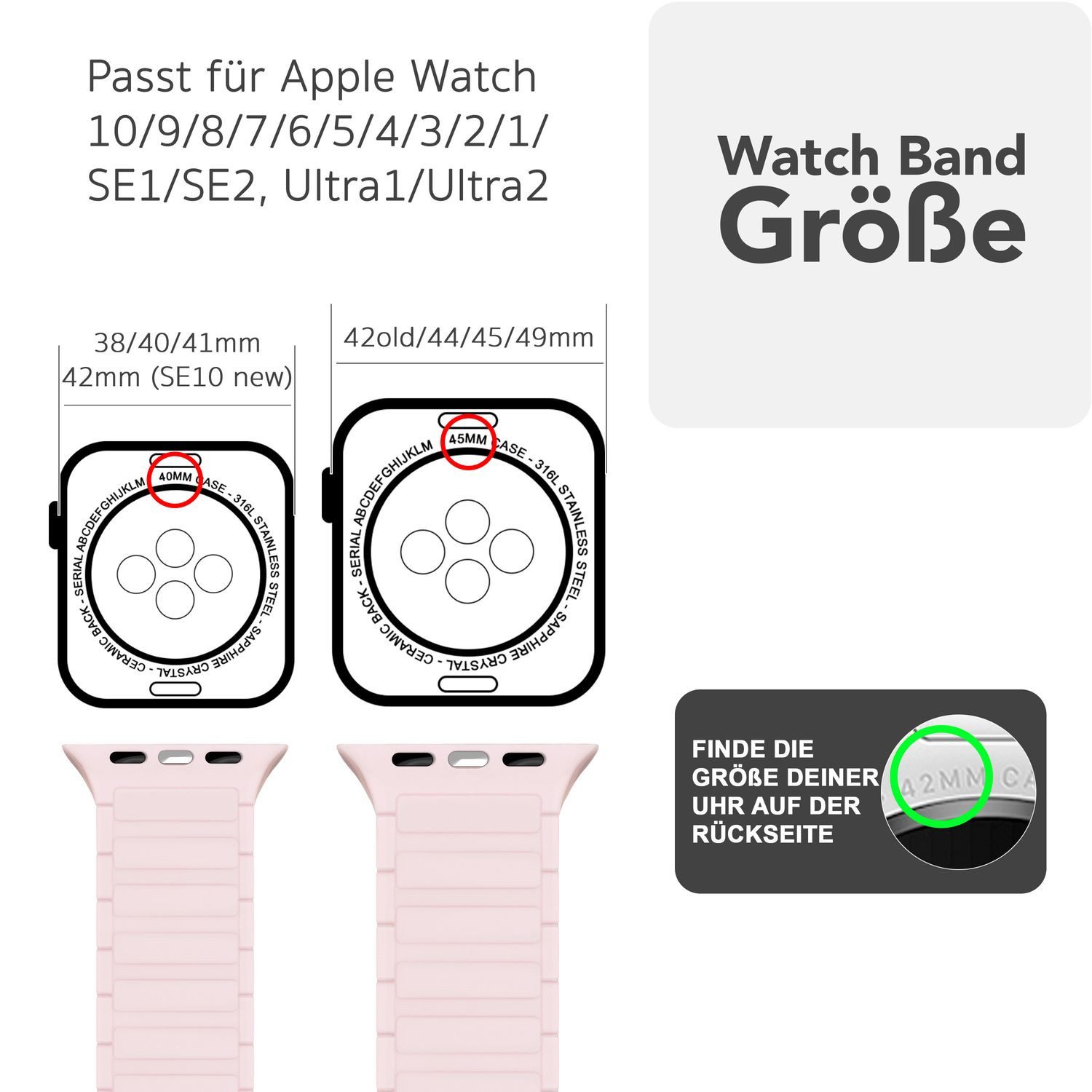 Nalia Smartwatch-Armband Apple Watch 49mm/46/45/44/42(Serie 1-3), günstig online kaufen