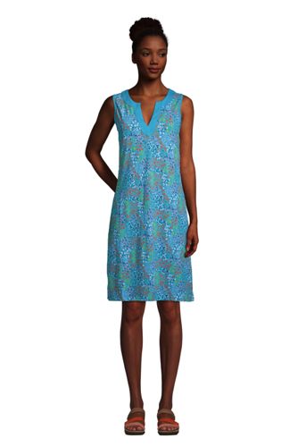 Strandkleid Gemustert, Damen, Größe: M Normal, Blau, Jersey, by Lands' End, günstig online kaufen