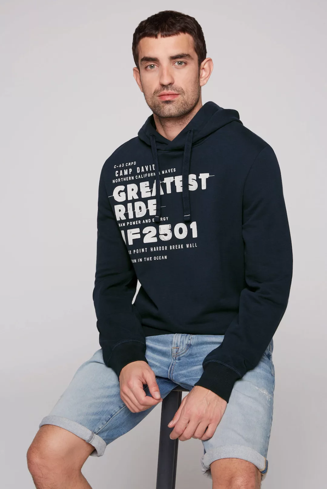 CAMP DAVID Kapuzensweatshirt mit kontrastreichem Print günstig online kaufen