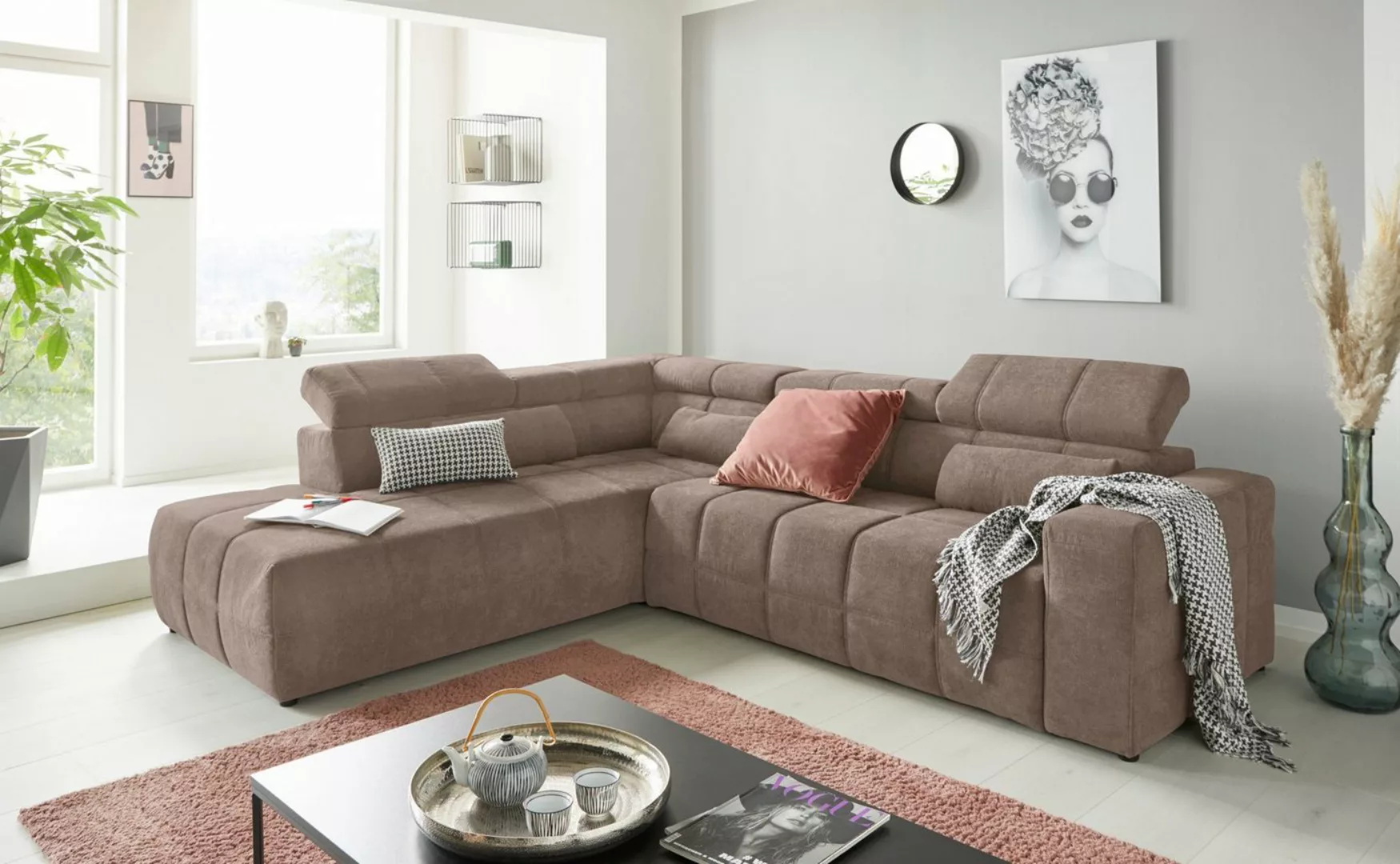 DOMO collection Ecksofa "Cunelli L-Form", wahlweise inklusive 6-fach verste günstig online kaufen