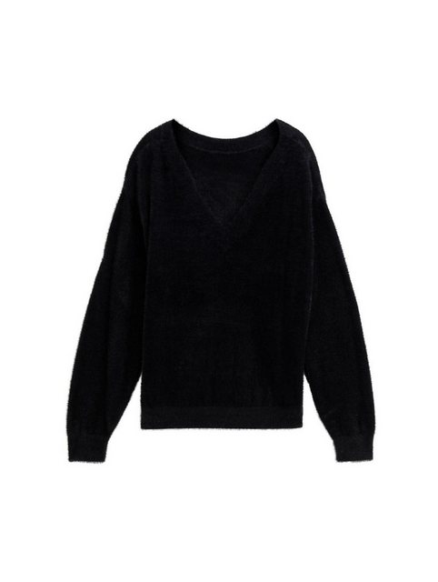 TOM TAILOR Denim Strickpullover feather yarn pullover, deep black günstig online kaufen