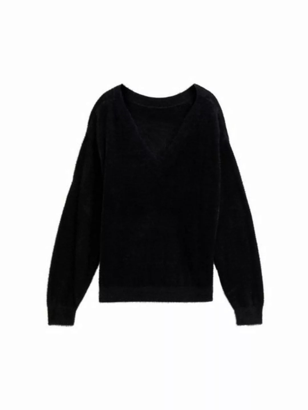 TOM TAILOR Denim Strickpullover feather yarn pullover, deep black günstig online kaufen