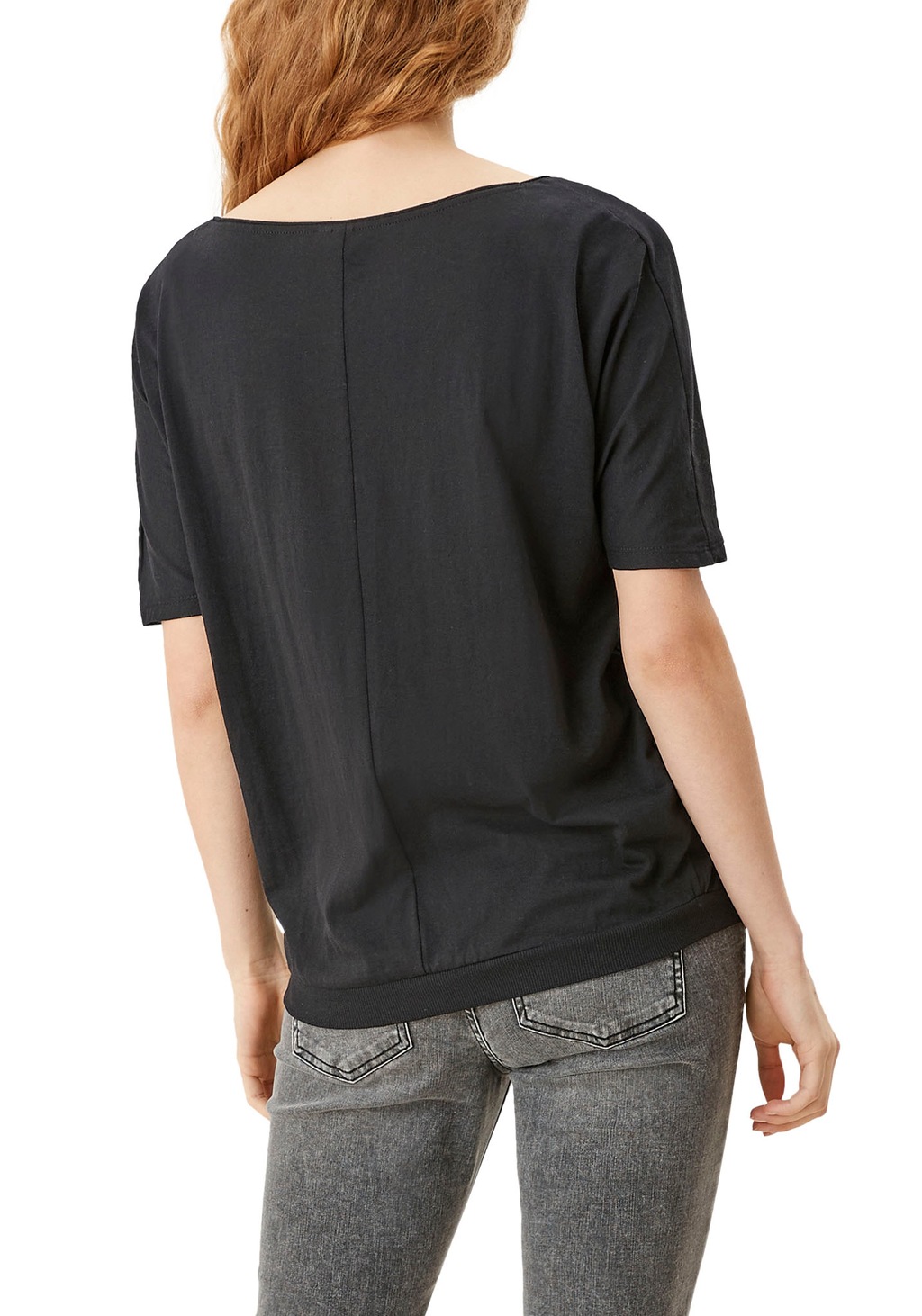 QS T-Shirt Basic mit Rollsaum und Fledermaus-Ärmeln günstig online kaufen