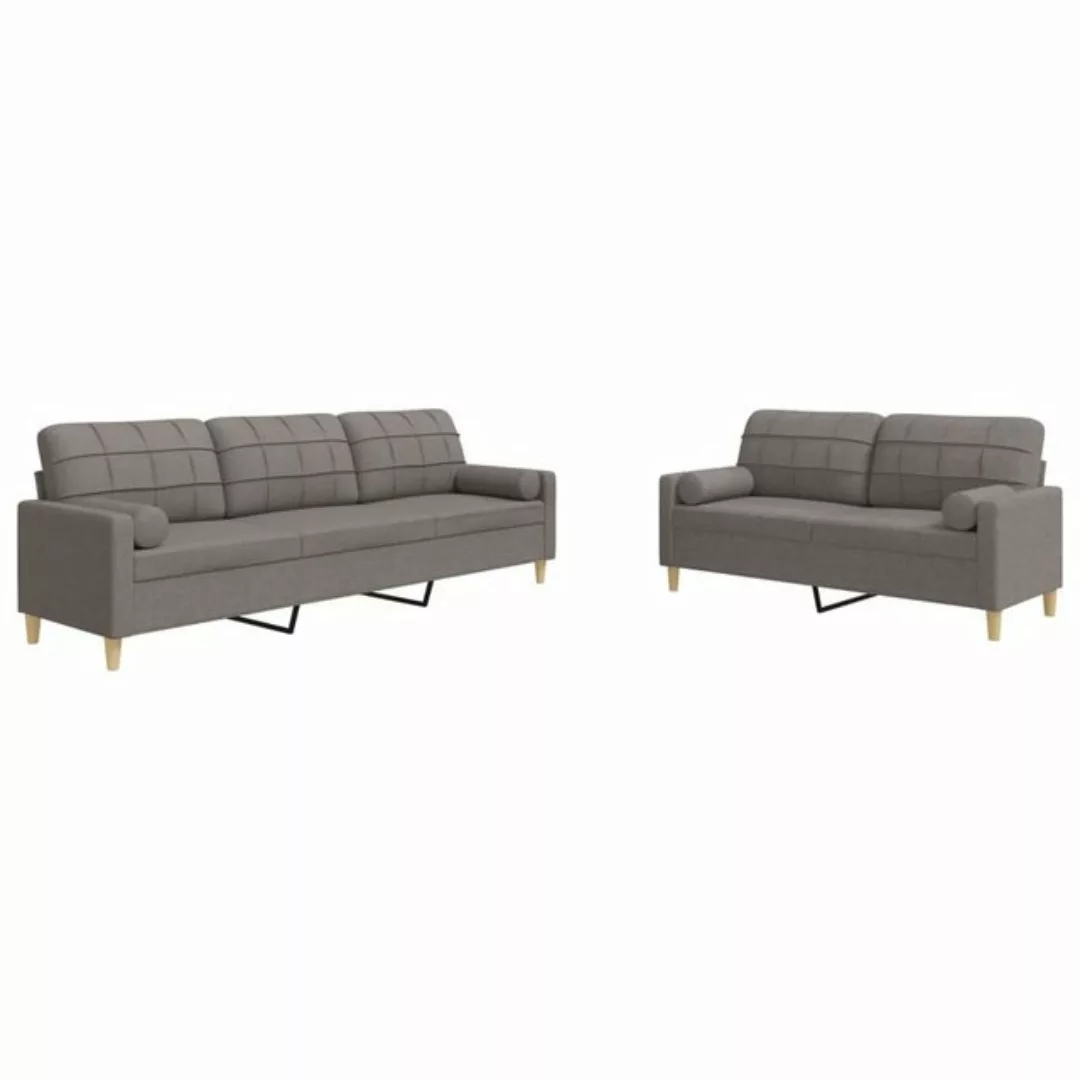 vidaXL Sofa 2-tlg. Sofagarnitur mit Dekokissen Taupe Stoff günstig online kaufen