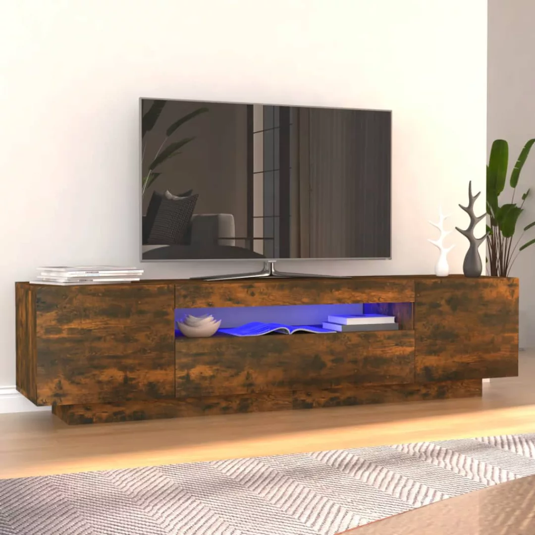 Vidaxl Tv-schrank Mit Led-leuchten Räuchereiche 160x35x40 Cm günstig online kaufen