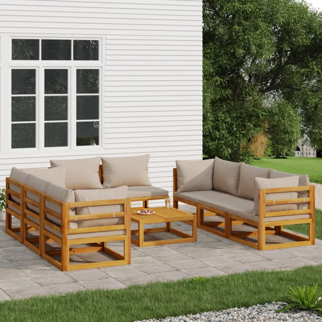 Vidaxl 9-tlg. Garten-lounge-set Mit Taupe Kissen Massivholz günstig online kaufen