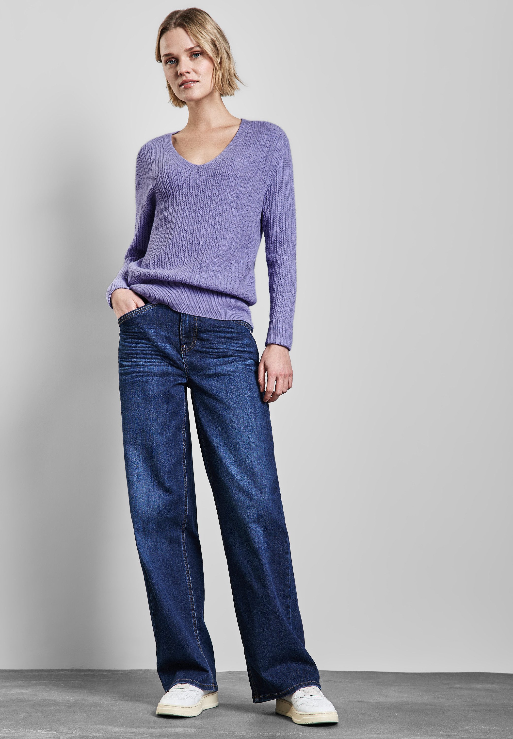 STREET ONE Strickpullover mit Rippstrick-Struktur günstig online kaufen