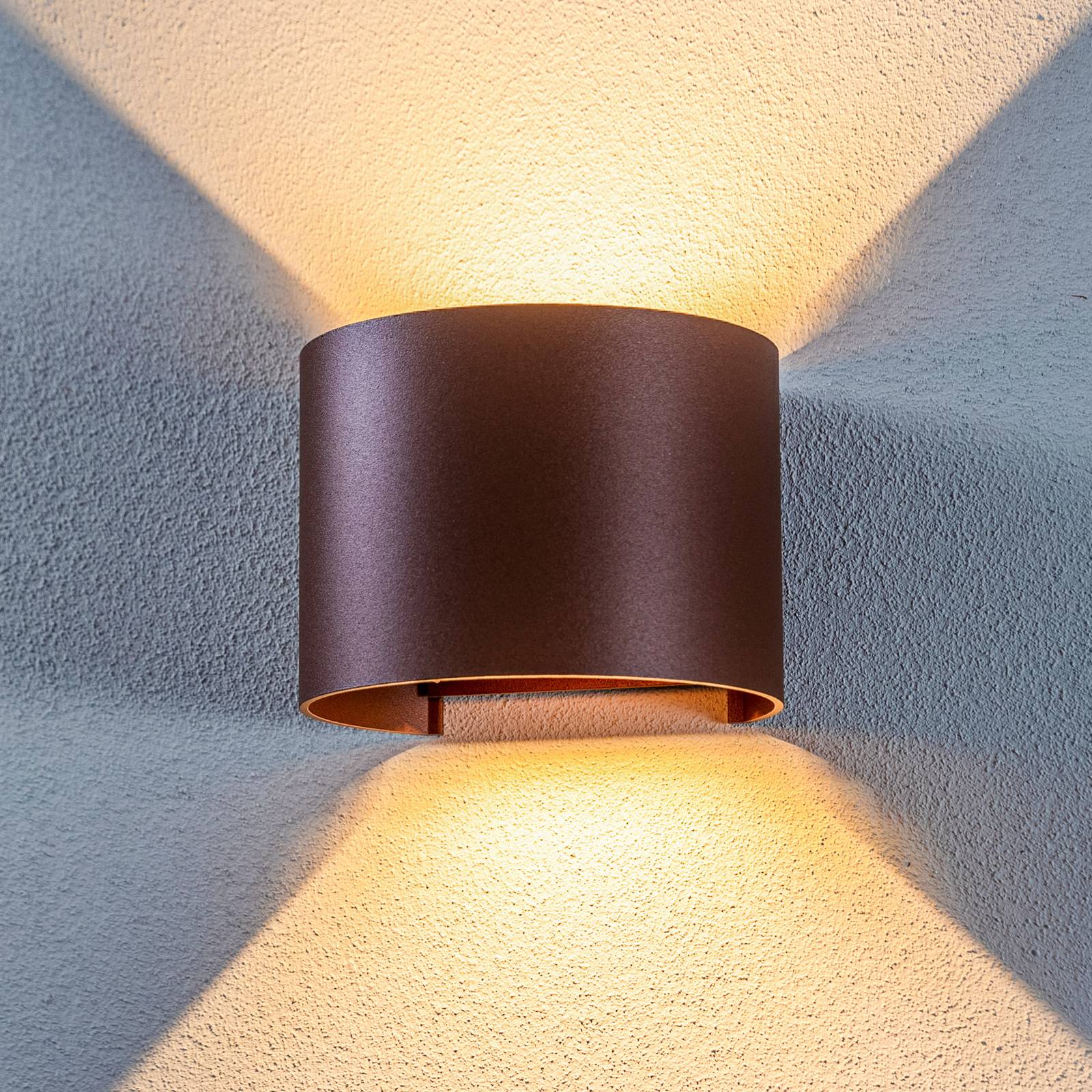 Lindby LED-Außendwandleuchte Nivar, rund, rostbraun, Metall günstig online kaufen