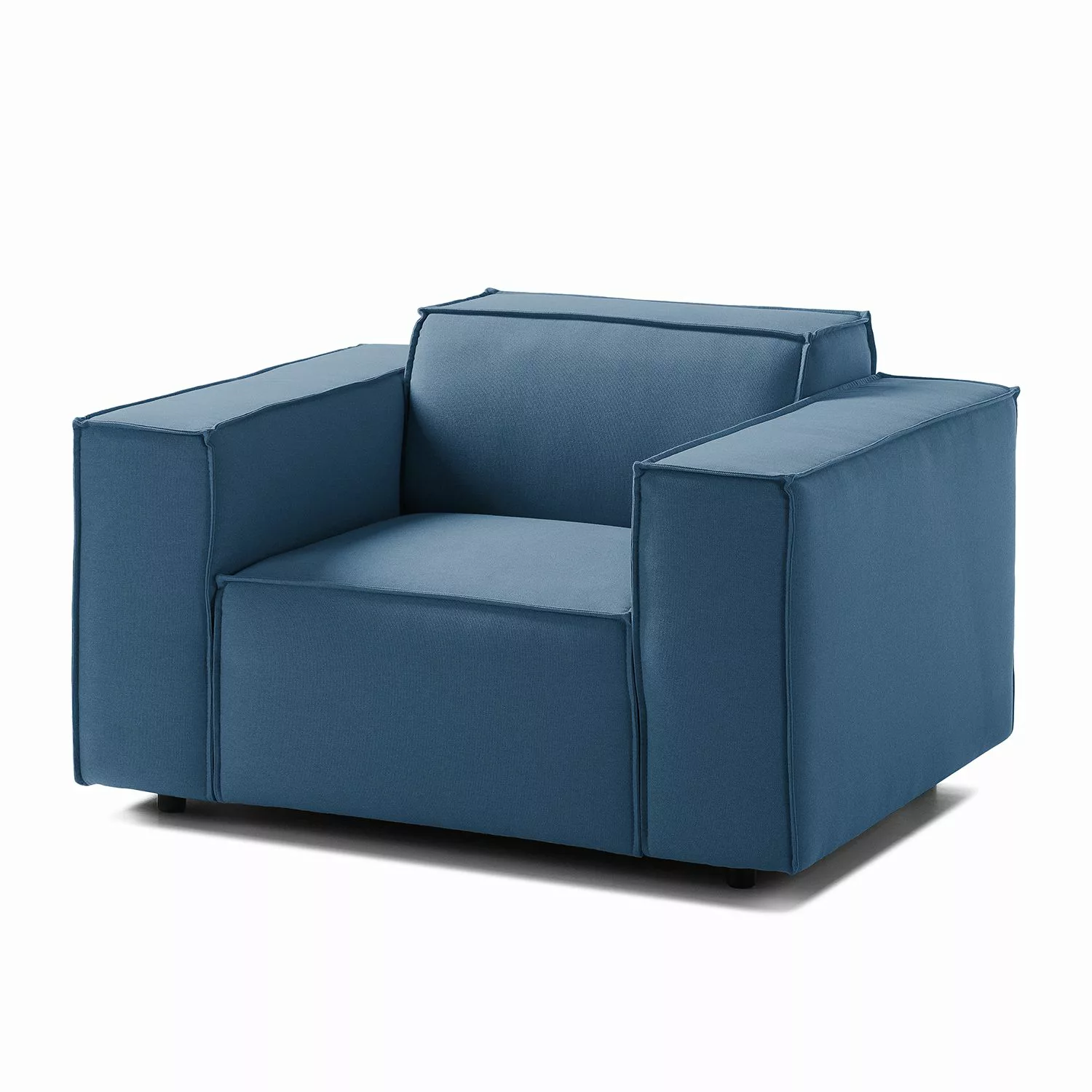 home24 Sessel Kinx Dunkelblau Strukturstoff 120x72x96 cm (BxHxT) günstig online kaufen