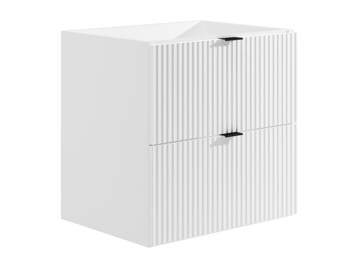 Waschbeckenunterschrank hängend - Streifenoptik - Weiß matt - 60 cm - ZEVIN günstig online kaufen