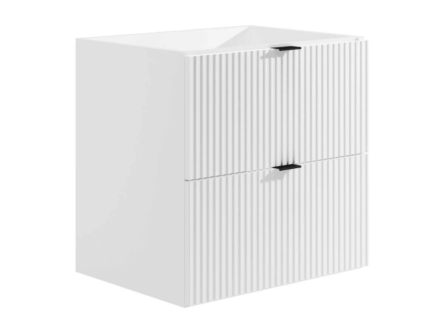 Waschbeckenunterschrank hängend - Streifenoptik - Weiß matt - 60 cm - ZEVIN günstig online kaufen