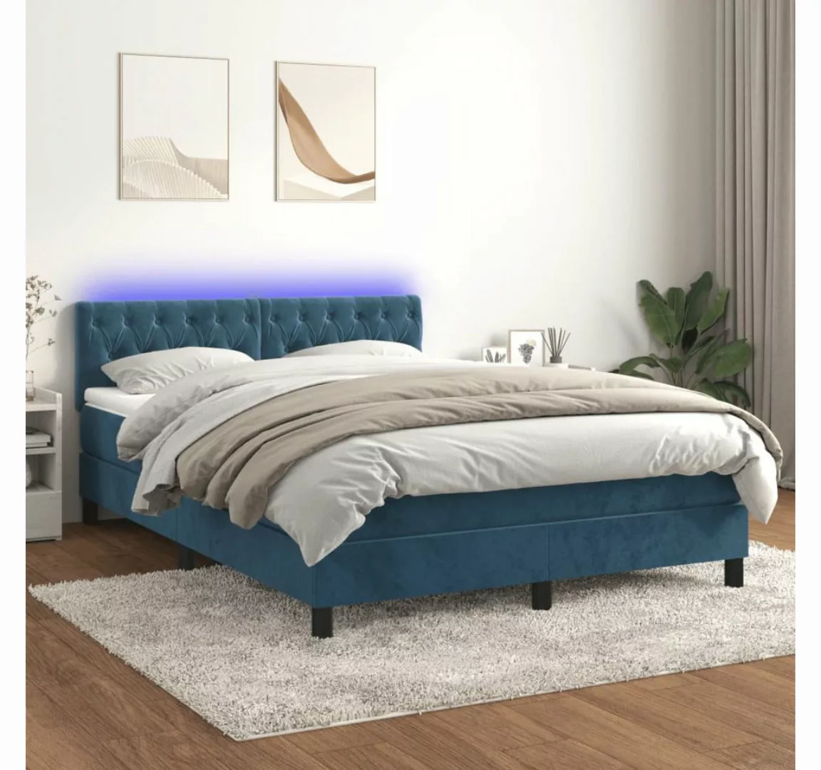 vidaXL Boxspringbett Bett Boxspringbett mit Matratze & LED Samt (140 x 200 günstig online kaufen