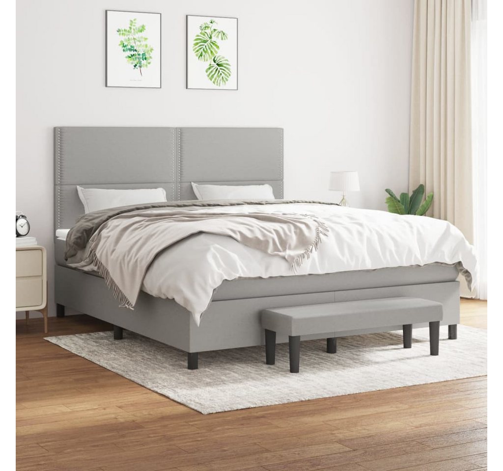 vidaXL Boxspringbett Boxspringbett mit Matratze Hellgrau 180x200 cm Stoff B günstig online kaufen