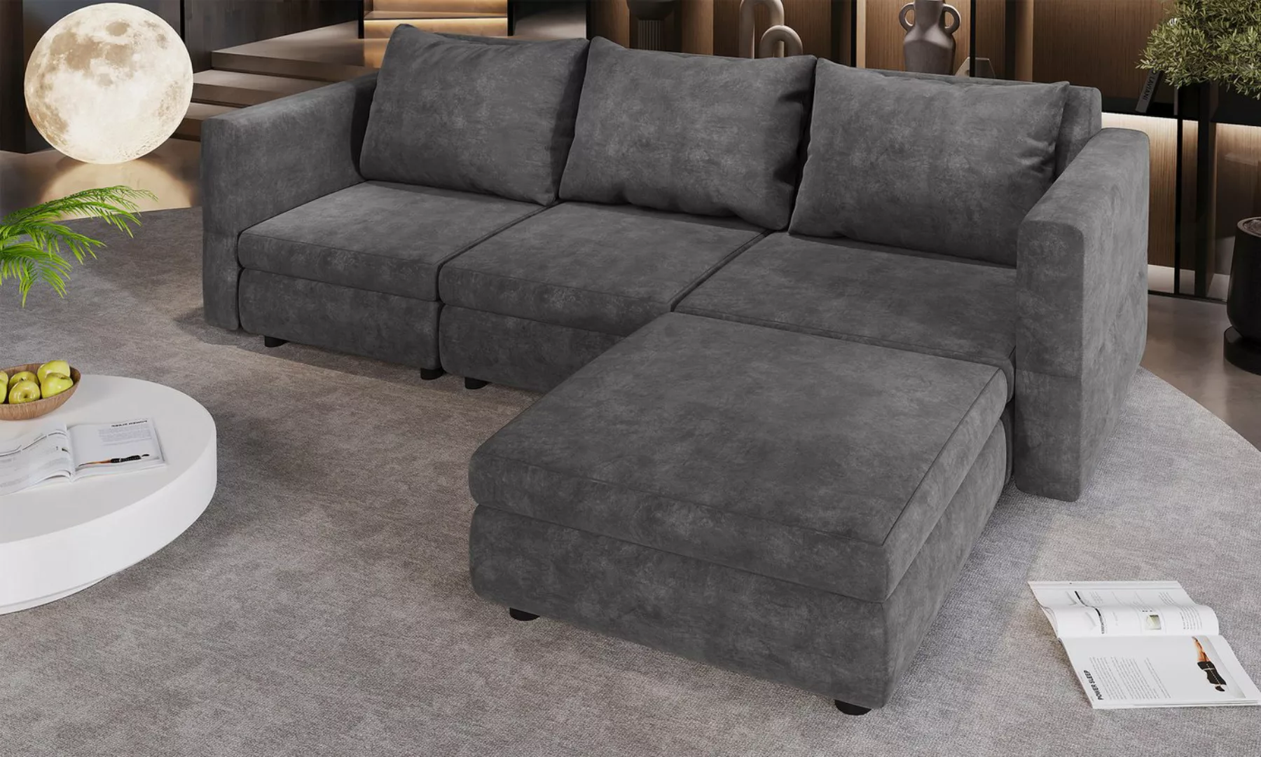 HOMALL Ecksofa L-förmiges Ecksofa Sectional Sofa mit Stauraumbettkasten günstig online kaufen