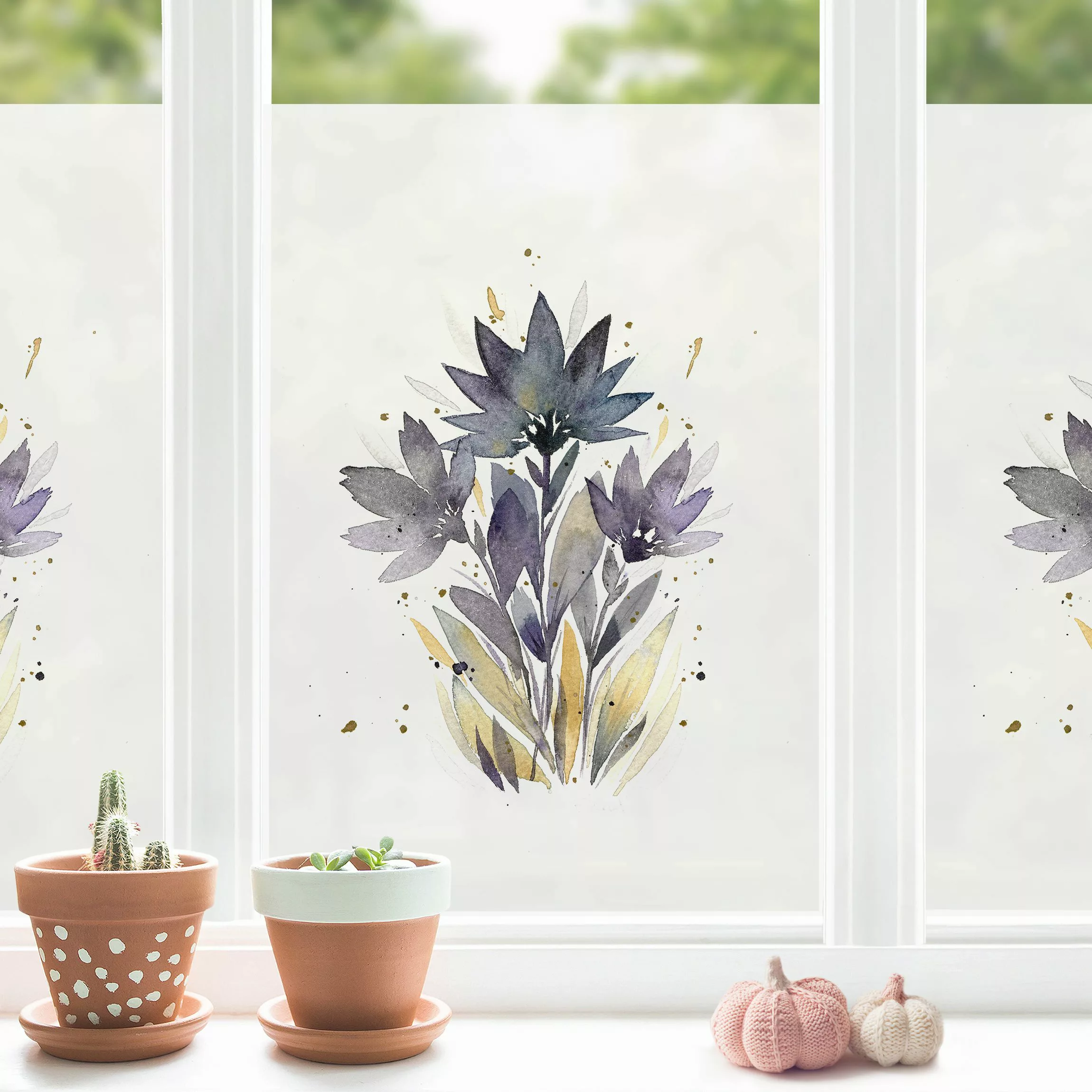 Fensterfolie Esther Meinl - Aquarell Blumen Violett günstig online kaufen
