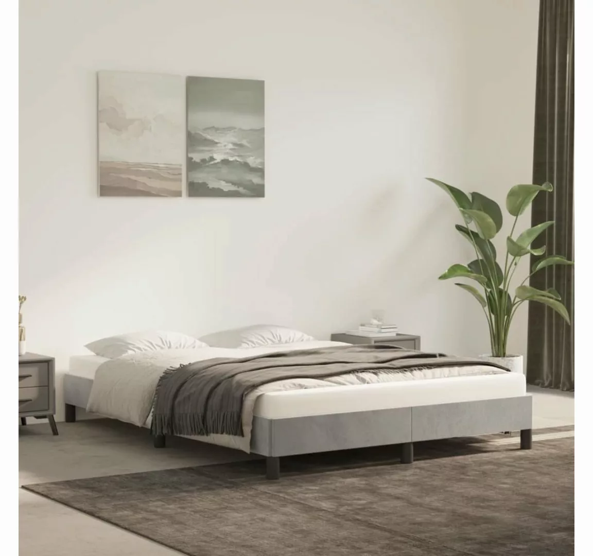 furnicato Bett Bettgestell Hellgrau 140x190 cm Samt günstig online kaufen