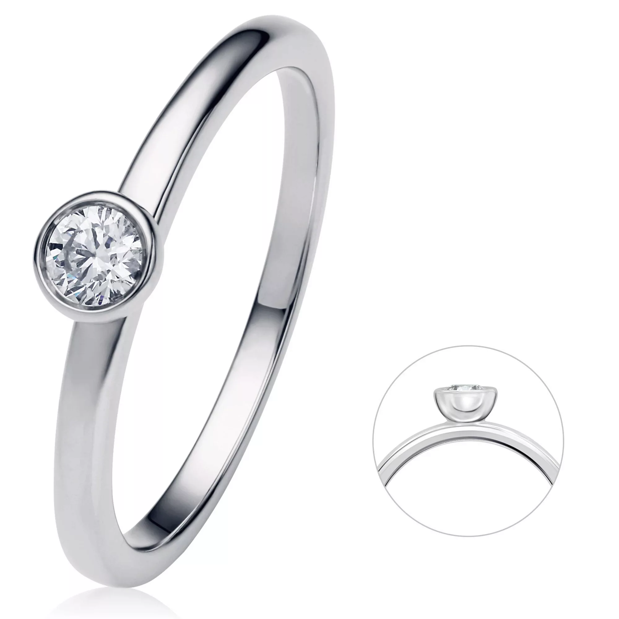 ONE ELEMENT Diamantring "0.15 ct Diamant Brillant Zarge Ring aus 750 Weißgo günstig online kaufen