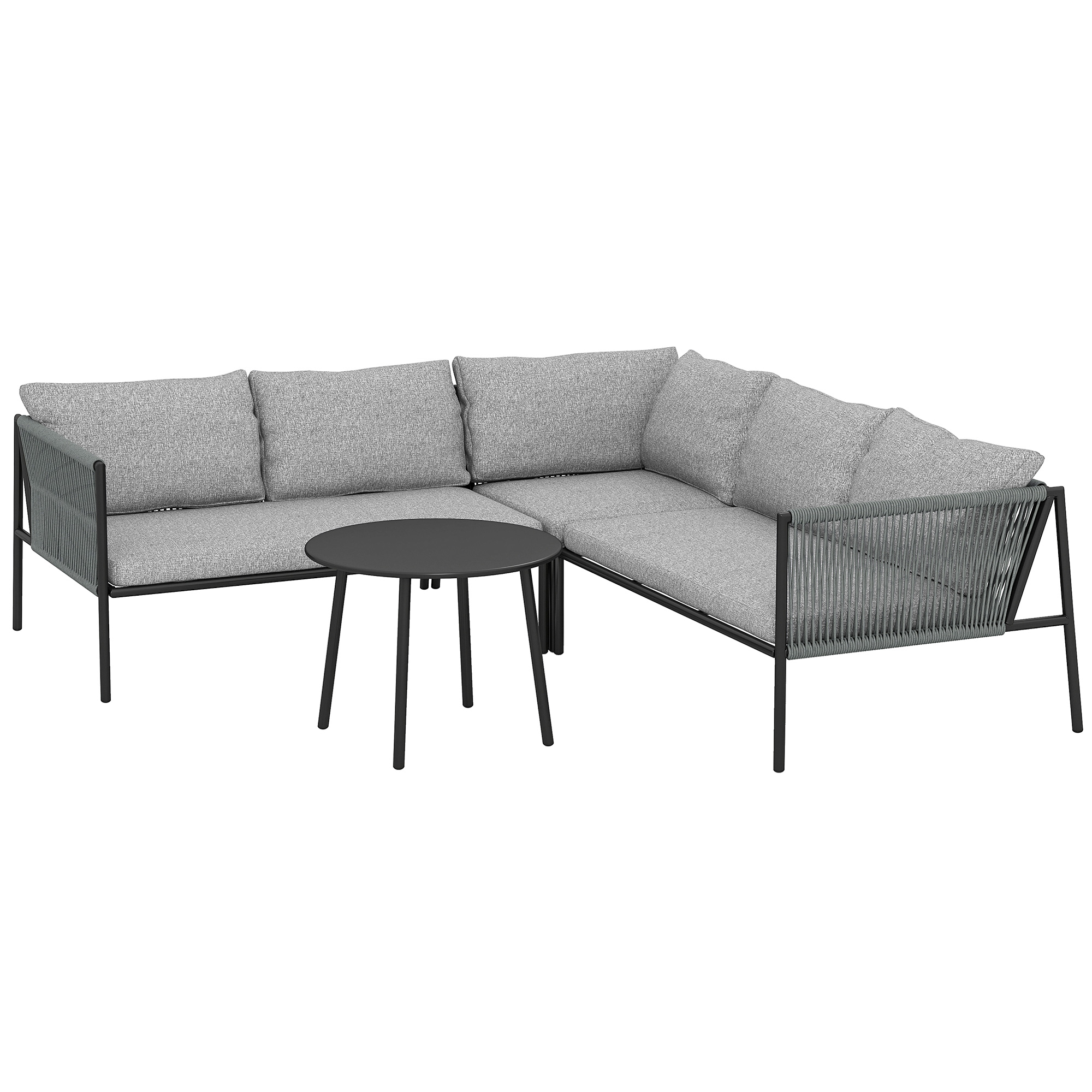 Outsunny Gartenmöbel Set Polyrattan Lounge-Set mit Ecksofa Tisch Kissen wet günstig online kaufen