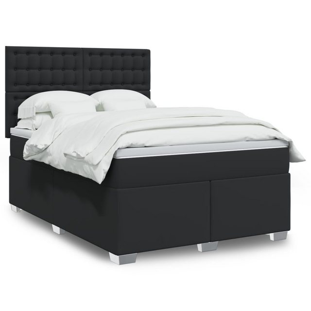 vidaXL Boxspringbett, Boxspringbett mit Matratze Schwarz 140x200 cm Kunstle günstig online kaufen