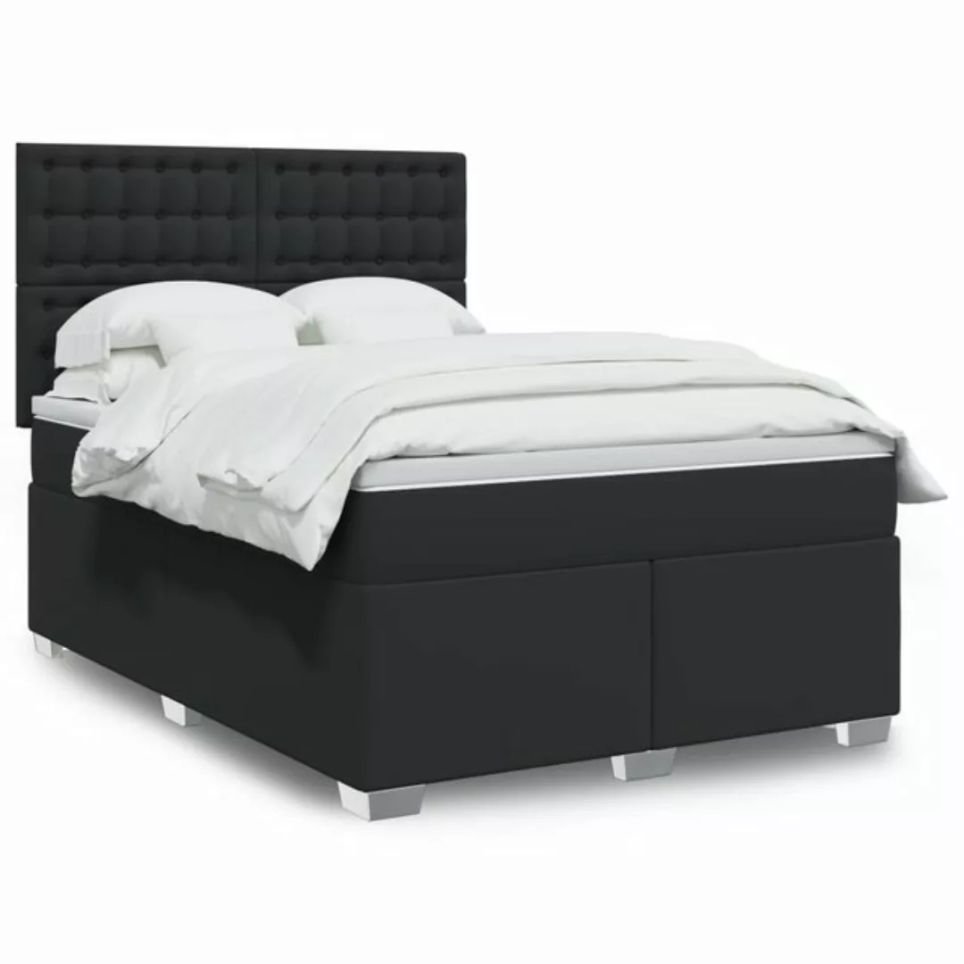 vidaXL Boxspringbett, Boxspringbett mit Matratze Schwarz 140x200 cm Kunstle günstig online kaufen