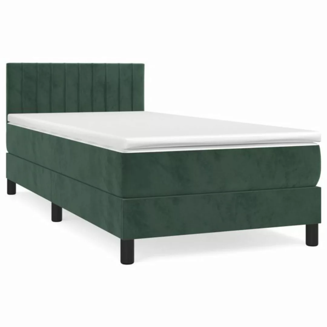 vidaXL Boxspringbett Boxspringbett mit Matratze Dunkelgrün 100x200 cm Samt günstig online kaufen