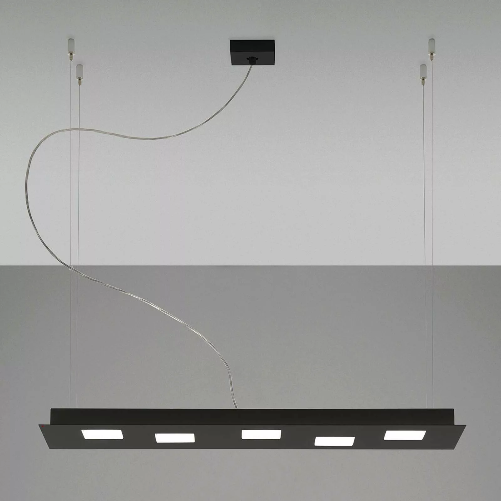 Fabbian Quarter - schwarze LED-Hängeleuchte 5flg. günstig online kaufen