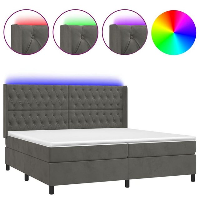 vidaXL Boxspringbett Boxspringbett mit Matratze LED Dunkelgrau 200x200 cm S günstig online kaufen