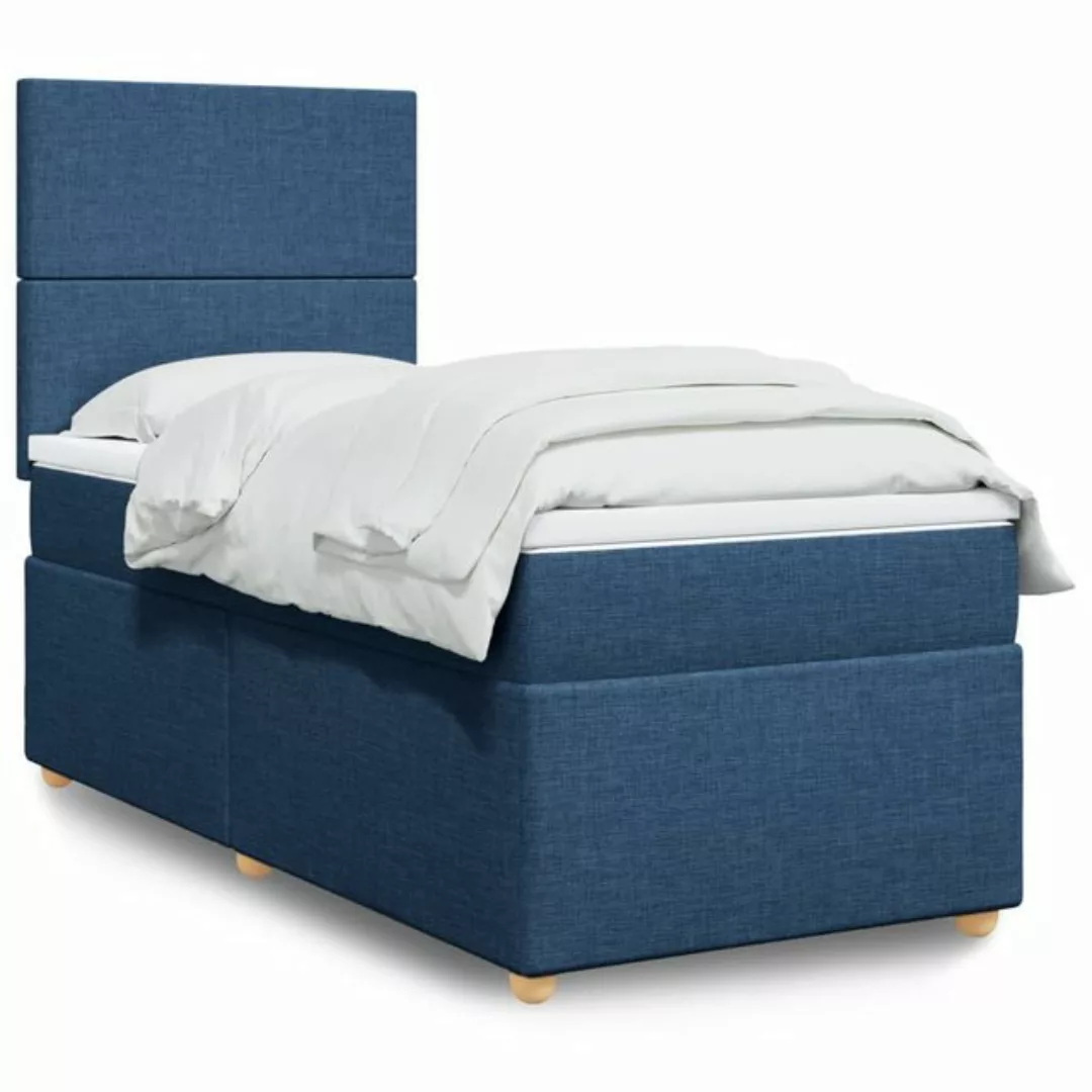 vidaXL Bett Boxspringbett mit Matratze Blau 80x200 cm Stoff günstig online kaufen