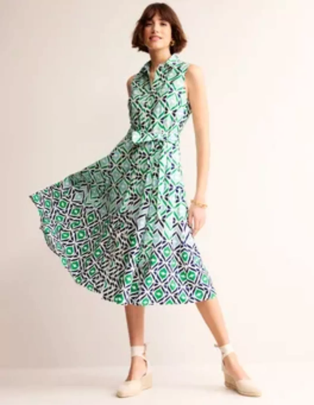 Amy Ärmelloses Hemdblusenkleid Damen Boden, Grünes Tamburin Diamond Wave günstig online kaufen