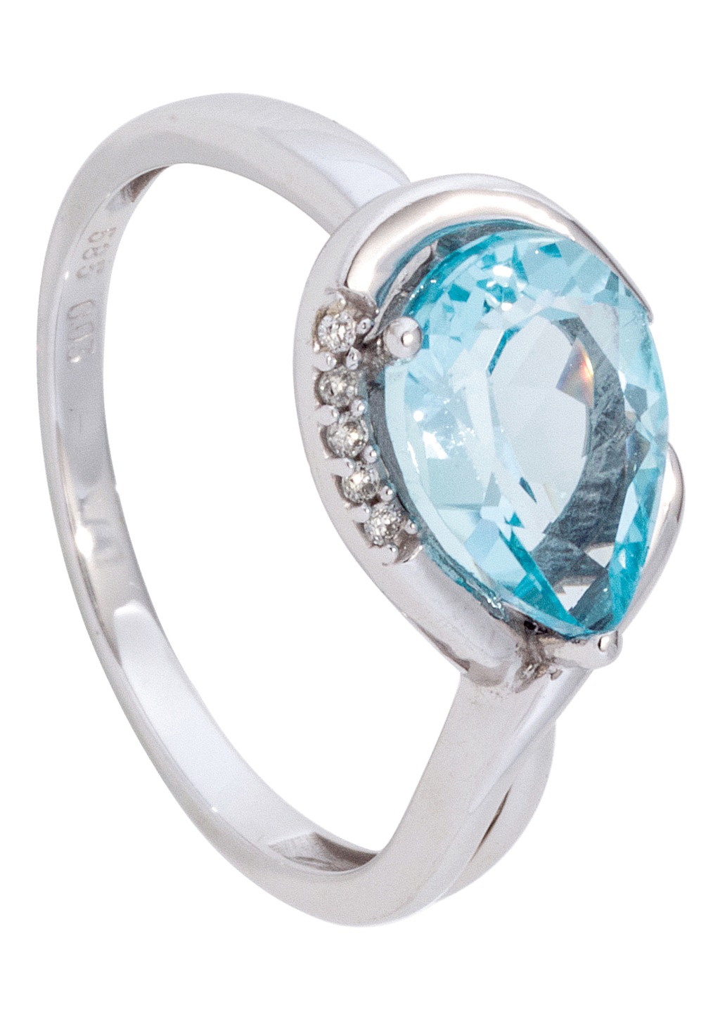 JOBO Fingerring "Ring mit Blautopas und 5 Diamanten", 585 Weißgold günstig online kaufen