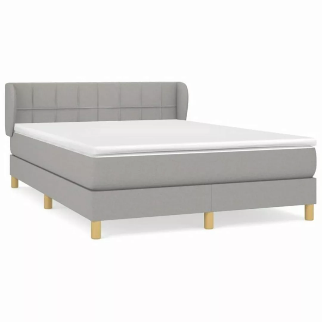 furnicato Bett Boxspringbett mit Matratze Hellgrau 140x200 cm Stoff günstig online kaufen