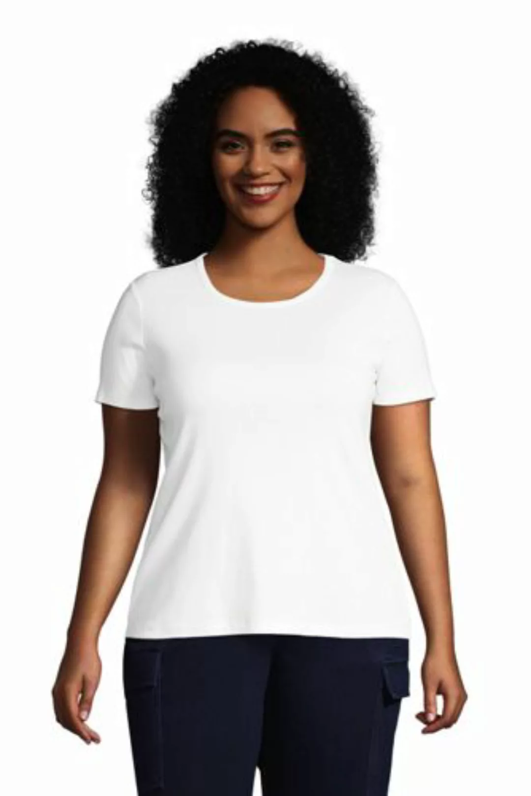 Kurzarm-Rippshirt mit Rundhalsausschnitt in großen Größen, Damen, Größe: 56 günstig online kaufen