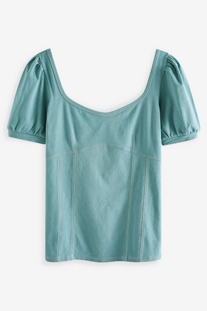 Next T-Shirt T-Shirt mit kurzen Puffärmeln und Herzausschnitt (1-tlg) günstig online kaufen