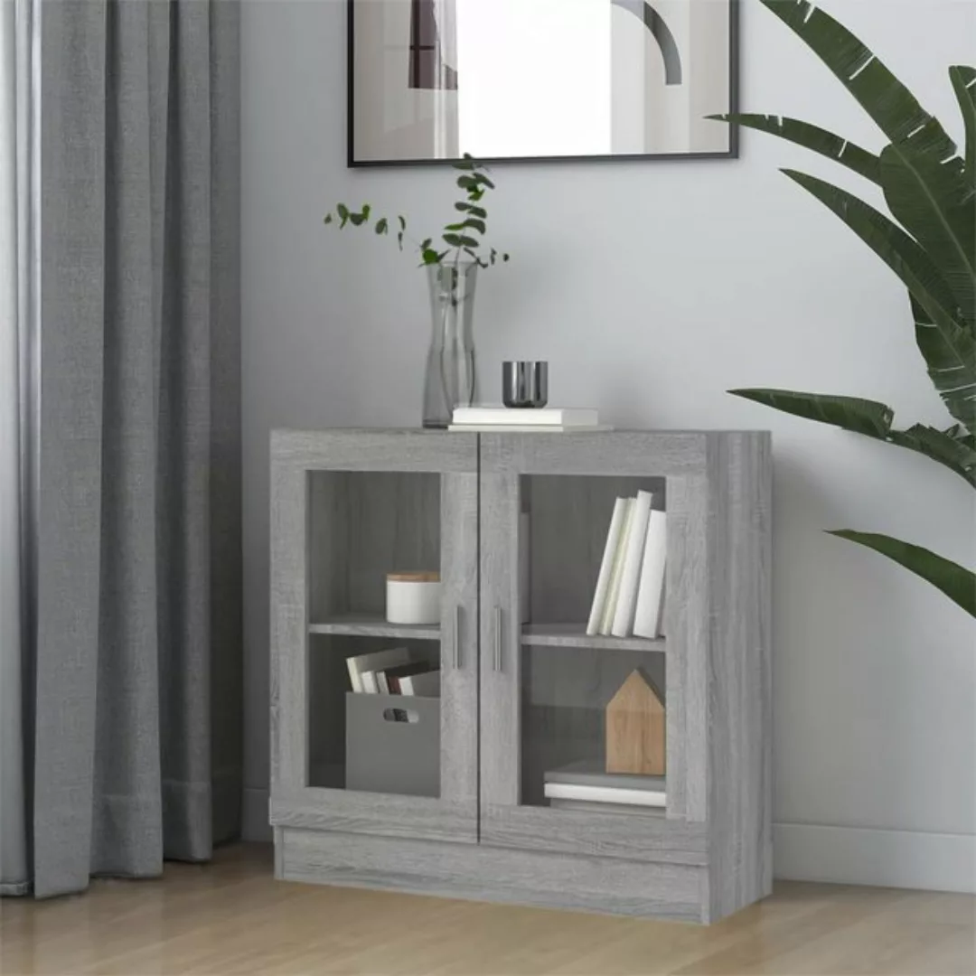 vidaXL Vitrine Vitrine Regal Vitrinenschrank Grau Sonoma 82,5x30,5x80 cm Sp günstig online kaufen