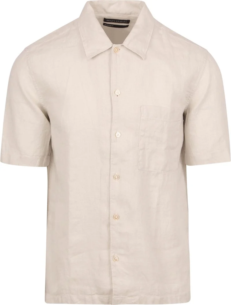 Marc O'Polo Hemd Short Sleeves Leinen Ecru - Größe L günstig online kaufen