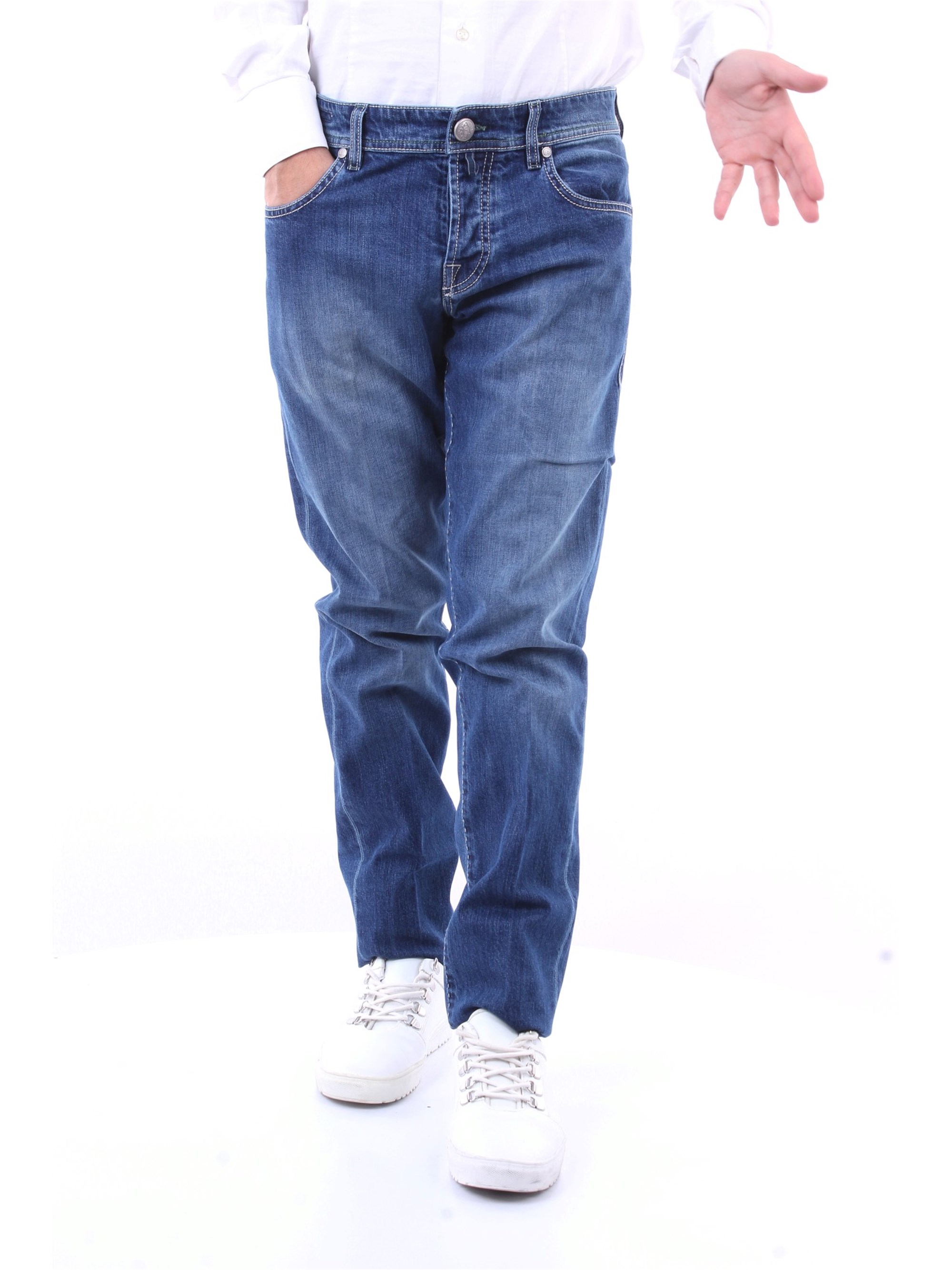 LUIGI BORRELLI NAPOLI schlank Herren Blue Jeans günstig online kaufen