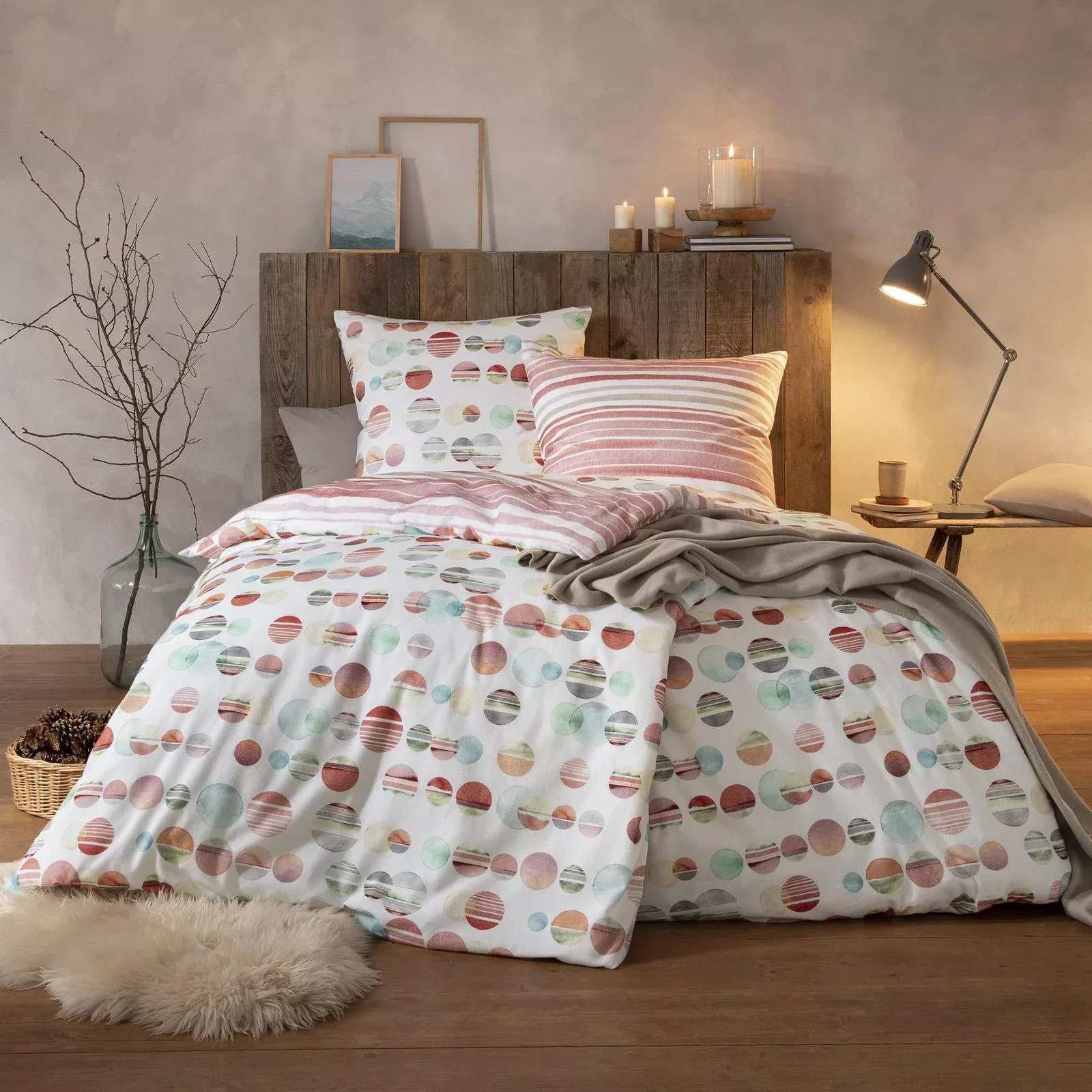 Estella Flanell Bettwäsche Dotty 4451-490 Punkte Streifen 135x200 günstig online kaufen