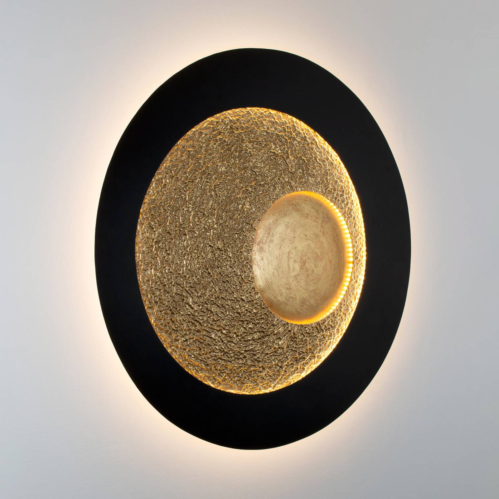 LED-Wandleuchte Urano, braun-schwarz/gold, Ø 120 cm, Eisen günstig online kaufen