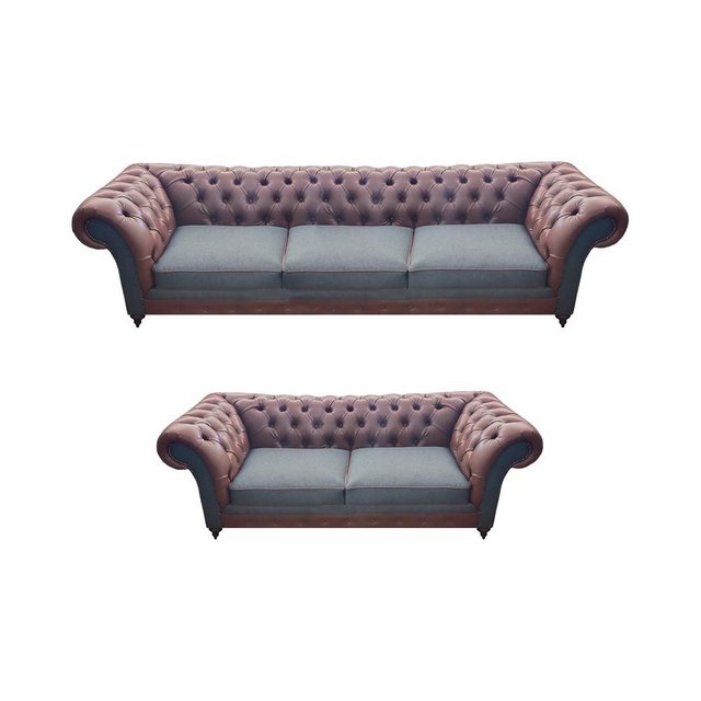 Xlmoebel Sofa Zwei Designer Ledersofas Komplettset Chesterfield Wohnzimmer günstig online kaufen